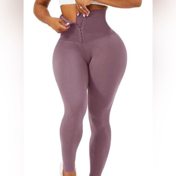 CORSET WAIST BUTTERY SOFT BODY SHAPER LEGGINGS - Mauve - Picture 1 of 1